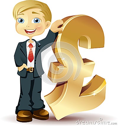 Businessman with a pound symbol Vector Illustration