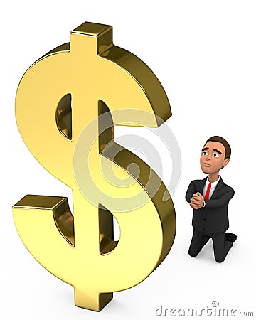 Businessman praying on the dollar Stock Photo