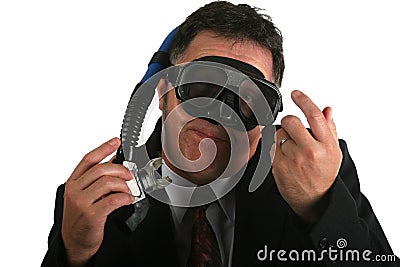 Businessman prepared to sink with his business Stock Photo
