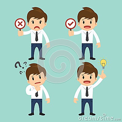 Businessman present wrong,right and present thinking,idea vector Vector Illustration