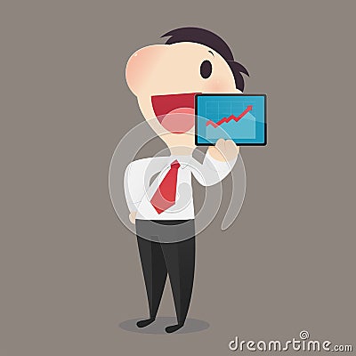 Businessman presenting business growth chart. Vector Illustration