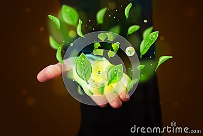 Businessman presenting eco green leaf recycle energy conce Stock Photo