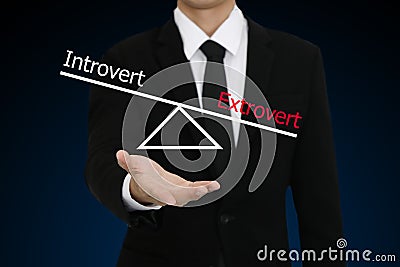 Businessman presenting introvert and extrovert character Stock Photo