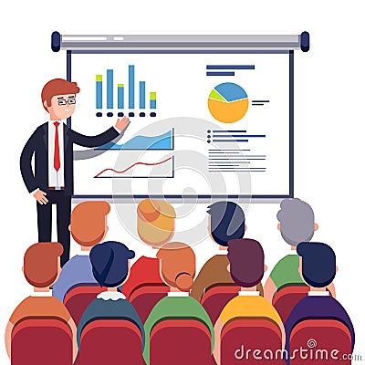 Businessman presenting marketing data Vector Illustration