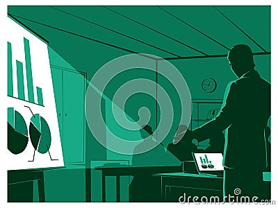 Businessman presenting to his audiences. Vector Illustration