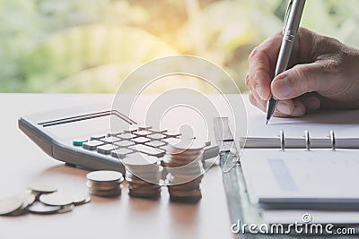 Businessman process. Businessman working the project on table Stock Photo