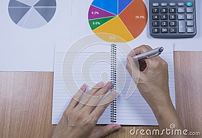 Businessman process with stack coins. Businessman working Stock Photo