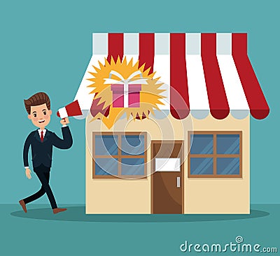 Businessman and shopping cartoons Vector Illustration