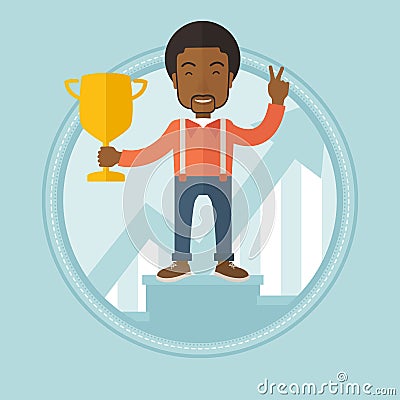 Businessman proud of his business award. Vector Illustration