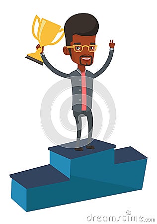 Businessman proud of his business award. Vector Illustration