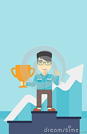 Businessman proud of his business award. Vector Illustration