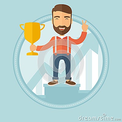 Businessman proud of his business award. Vector Illustration