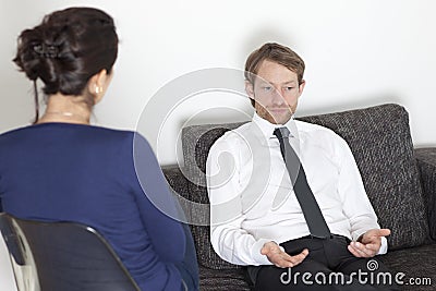 Businessman at psychoanalysis Stock Photo