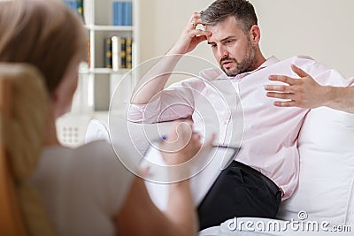 Businessman on psychotherapy session Stock Photo