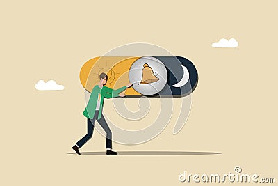 Turn on-off subscription bell, paradigm shift or change to be better status, start or begin business Vector Illustration