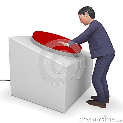 Businessman Pushed Button Shows Corporate Pushes And Pushing Stock Photo