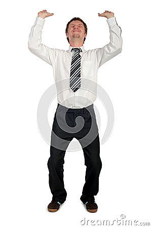 Businessman Pushing Upwards Stock Photo