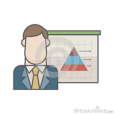 businessman and pyramid graph. Vector illustration decorative design Vector Illustration