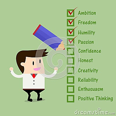 Businessman Quality Checklist. Vector Illustration