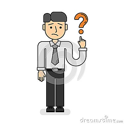 Businessman with question mark. Vector Illustration