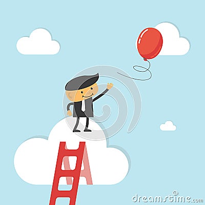 Businessman reach out for balloon Vector Illustration