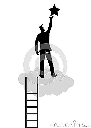 Businessman reach out for the stars Vector Illustration