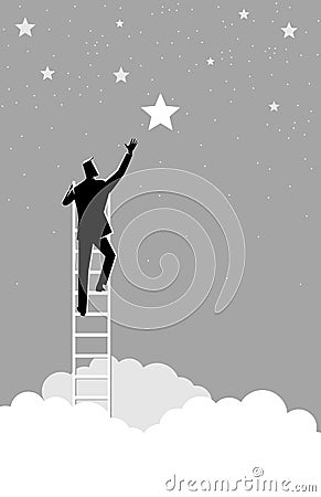 Businessman reach out for the stars Vector Illustration