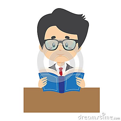 Businessman Read a Book Vector Illustration