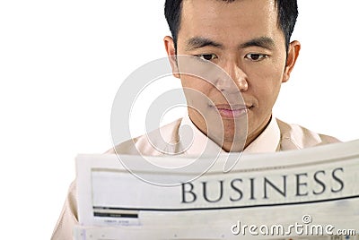 Businessman read newspaper Stock Photo