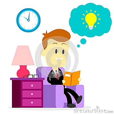 Businessman Reading A Book to Improve Skills Vector Illustration