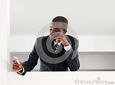 Businessman reading emails Stock Photo