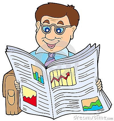 Businessman reading newspaper Vector Illustration