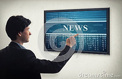 Businessman reading online news Stock Photo