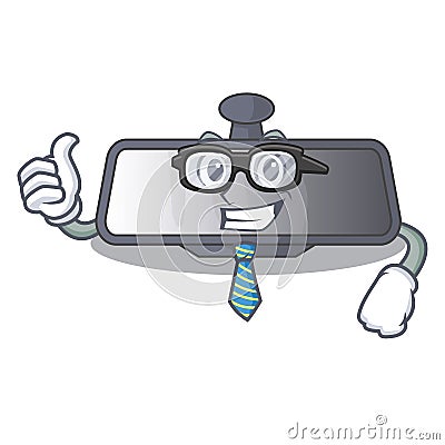 Businessman rear view mirror in cartoon shape Vector Illustration