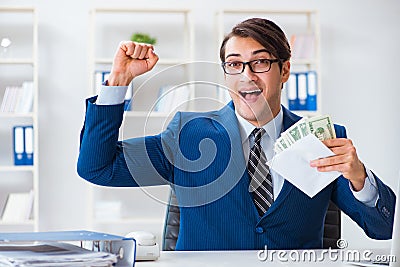 The businessman receiving his salary and bonus Stock Photo