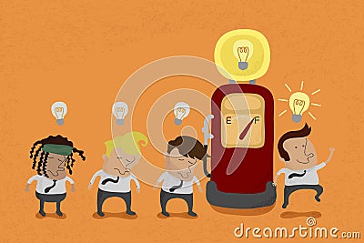 Businessman recharge the Idea Vector Illustration