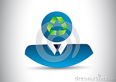 businessman and recycle sign Cartoon Illustration