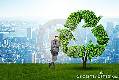 The businessman in recyling sustainable business concept Stock Photo