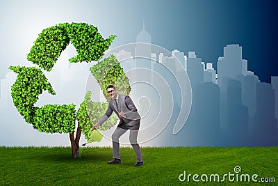 The businessman in recyling sustainable business concept Stock Photo
