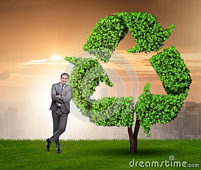 Businessman in recyling sustainable business concept Stock Photo