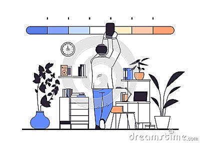 businessman reducing stress level business man struggling with arrow of crisis measure horizontal Vector Illustration