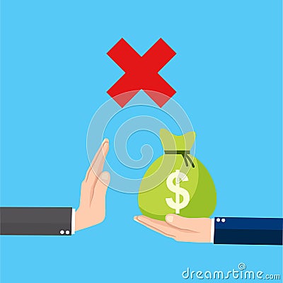 Businessman refusing money offered, corruption concept vector illustration Vector Illustration