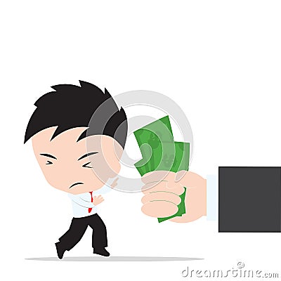 Businessman refusing the offer bribe on white background, illustration vector in flat design Vector Illustration