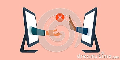 Businessman rejecting an offer on a virtual business meeting Vector Illustration