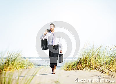 Businessman Relaxation Holiday Travel Destination Concept Stock Photo