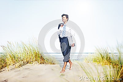 Businessman Relaxation Holiday Travel Destination Concept Stock Photo