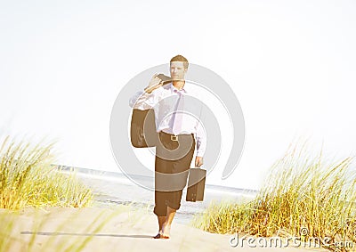 Businessman Relaxation Holiday Travel Destination Concept Stock Photo