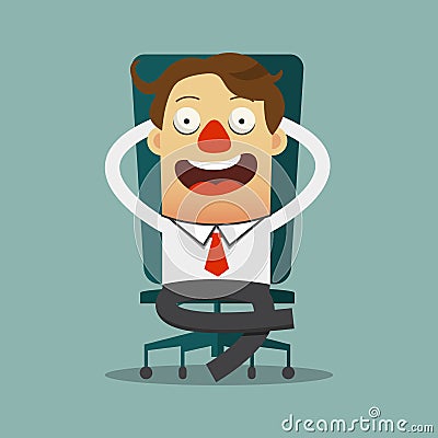 Businessman relaxing on his chair in flat design, Cartoon character. Vector Illustration