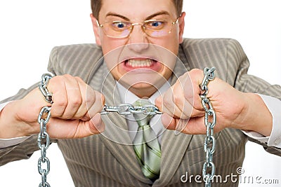 Businessman rending the chain Stock Photo