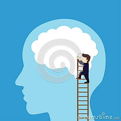 Businessman research the brain. Vector Illustration